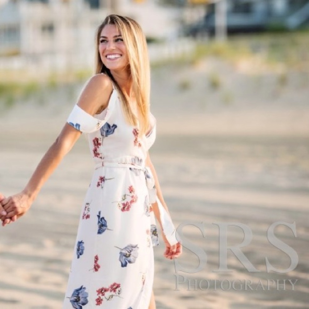 Bardot floral midi dress